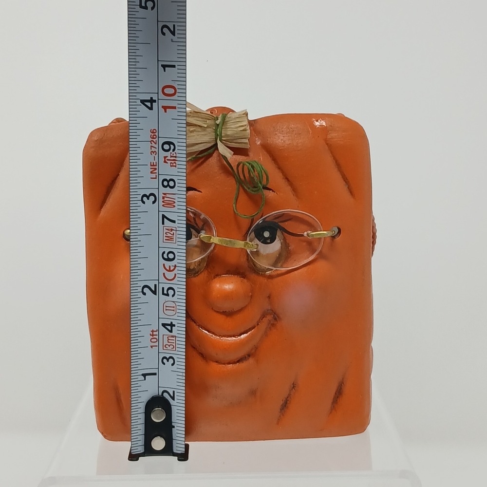 Halloween Anntophormic Pumpkin Face W/ Glasses Candy Dish Planter Hand Painted - Picture 7 of 8